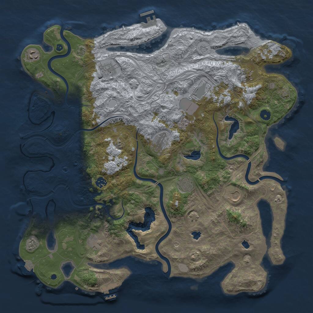Rust Map: Procedural Map, Size: 4500, Seed: 1176777694, 16 Monuments