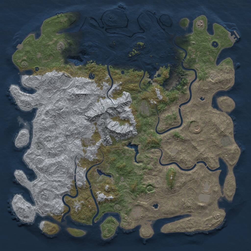 Rust Map: Procedural Map, Size: 6000, Seed: 680452271, 17 Monuments