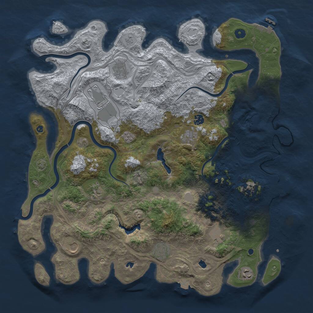 Rust Map: Procedural Map, Size: 4500, Seed: 606514948, 16 Monuments