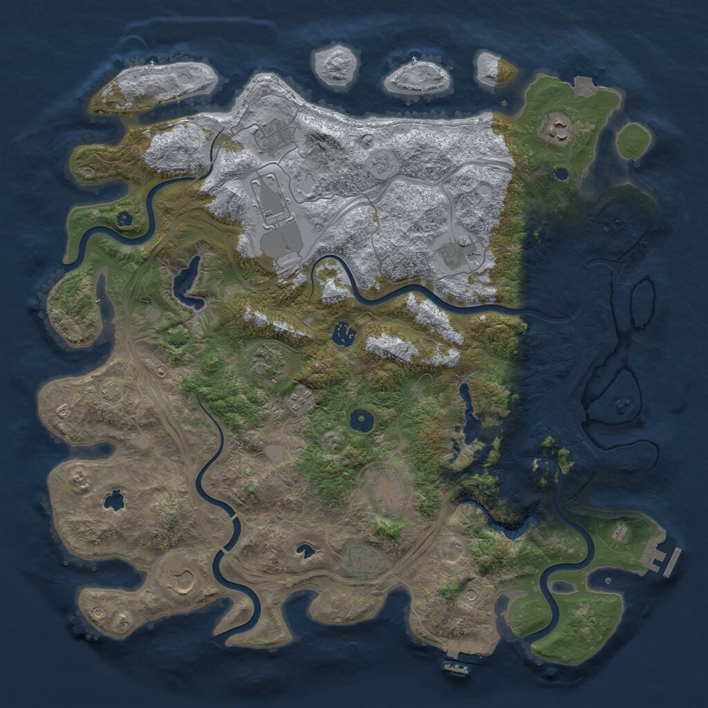 Rust Map: Procedural Map, Size: 4500, Seed: 877478936, 16 Monuments