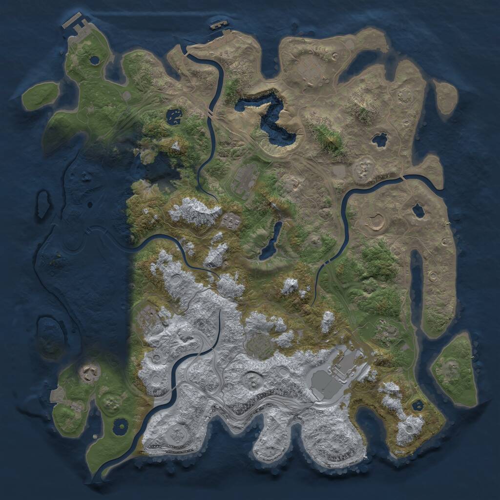 Rust Map: Procedural Map, Size: 4500, Seed: 839349220, 16 Monuments
