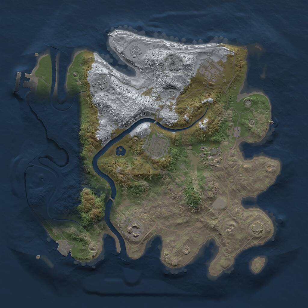 Rust Map: Procedural Map, Size: 3000, Seed: 841981399, 10 Monuments