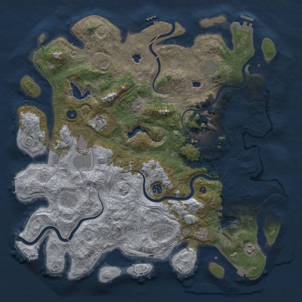 Rust Map: Procedural Map, Size: 4500, Seed: 232193096, 16 Monuments