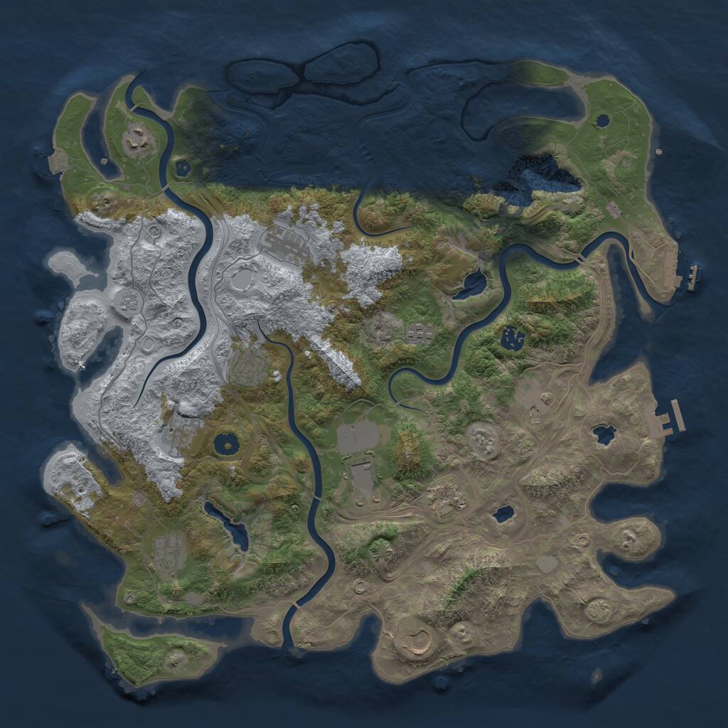 Rust Map: Procedural Map, Size: 4500, Seed: 1949916264, 17 Monuments