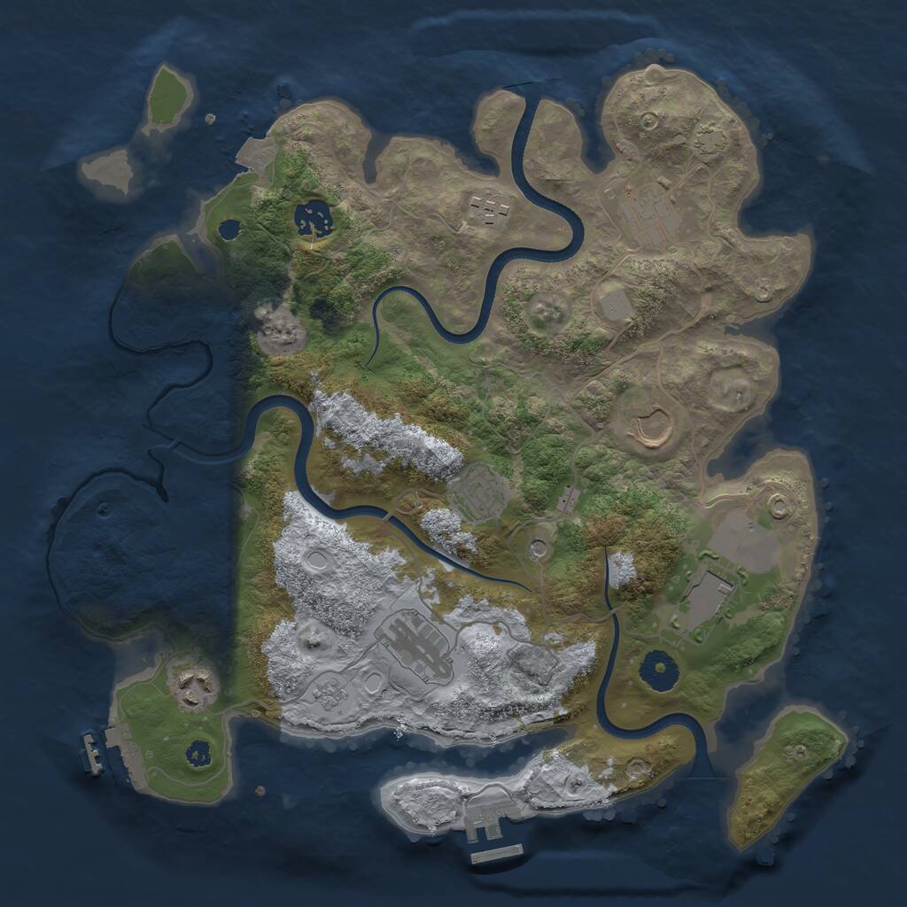 Rust Map: Procedural Map, Size: 3500, Seed: 76786790, 14 Monuments