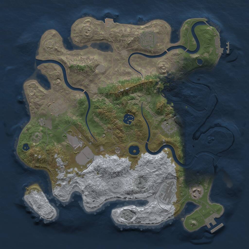 Rust Map: Procedural Map, Size: 3500, Seed: 115681368, 14 Monuments