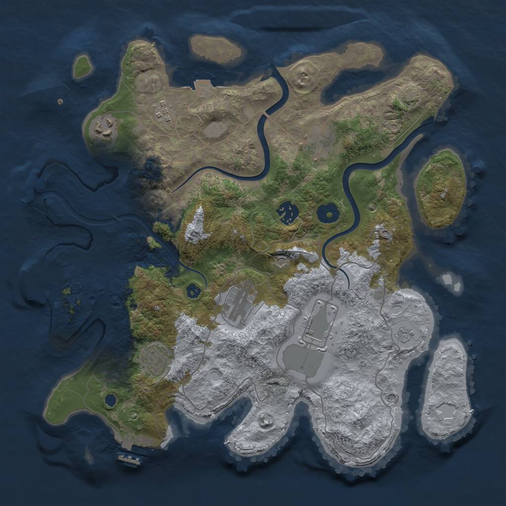 Rust Map: Procedural Map, Size: 3500, Seed: 45788, 13 Monuments