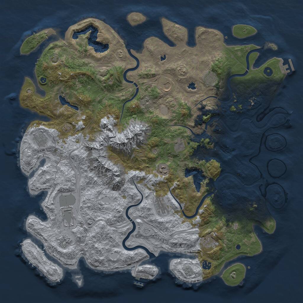 Rust Map: Procedural Map, Size: 5000, Seed: 47563, 17 Monuments
