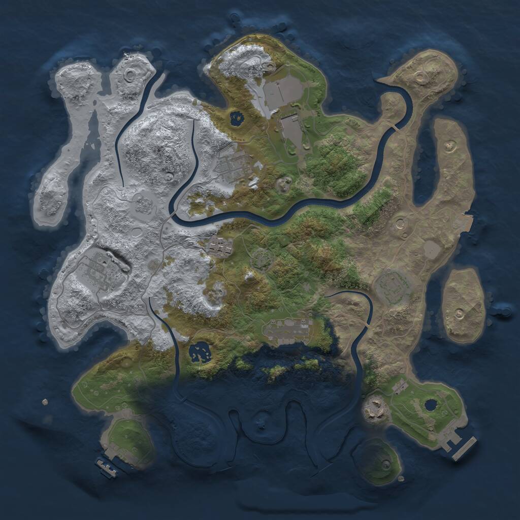Rust Map: Procedural Map, Size: 3500, Seed: 1104661112, 14 Monuments