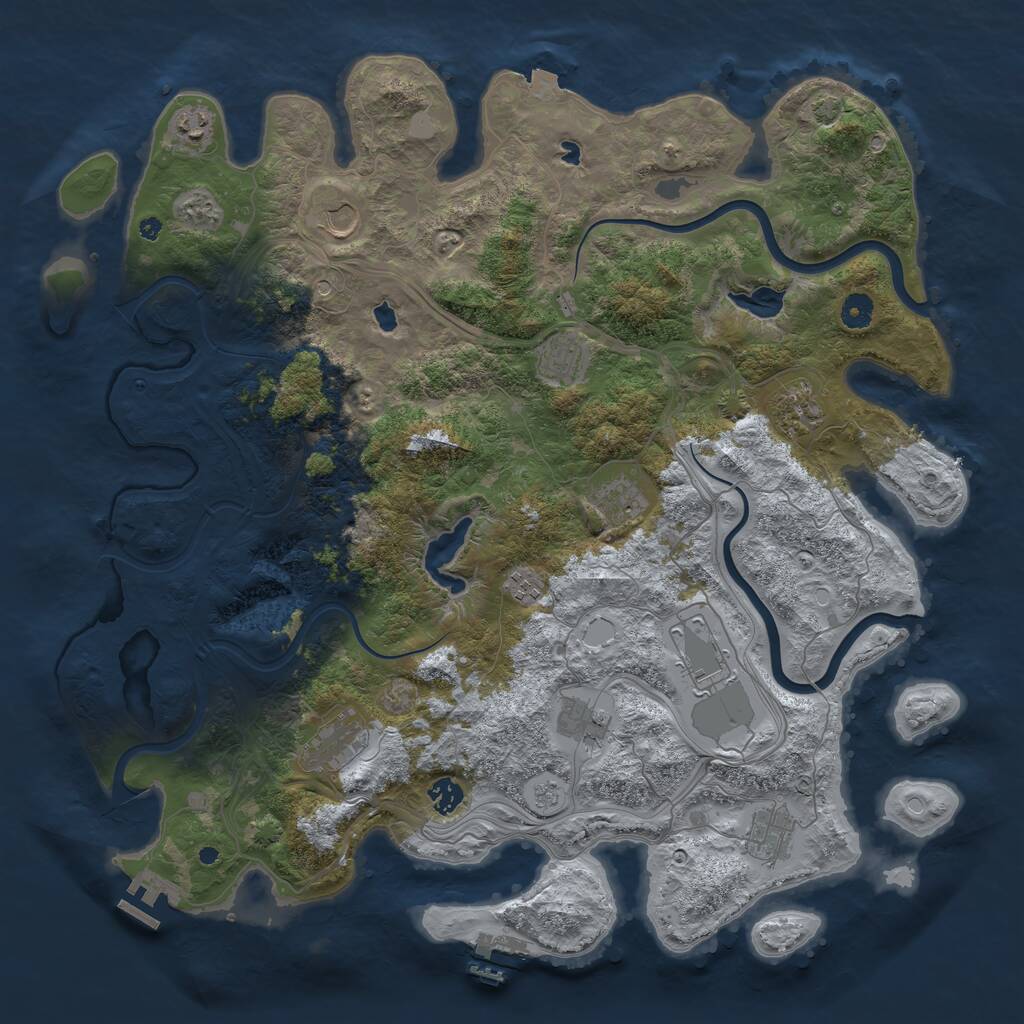 Rust Map: Procedural Map, Size: 4500, Seed: 1131087398, 17 Monuments