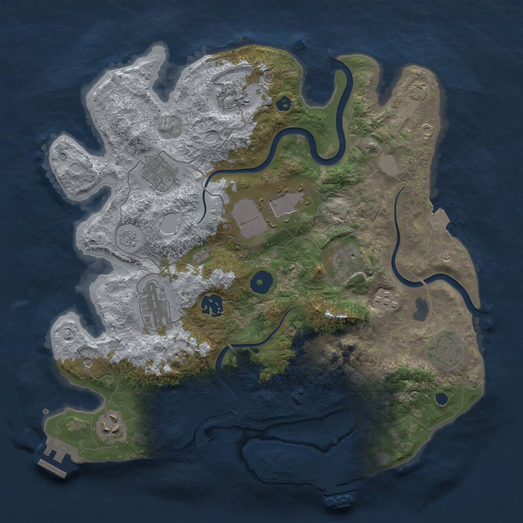 Rust Map: Procedural Map, Size: 3500, Seed: 1350713409, 15 Monuments