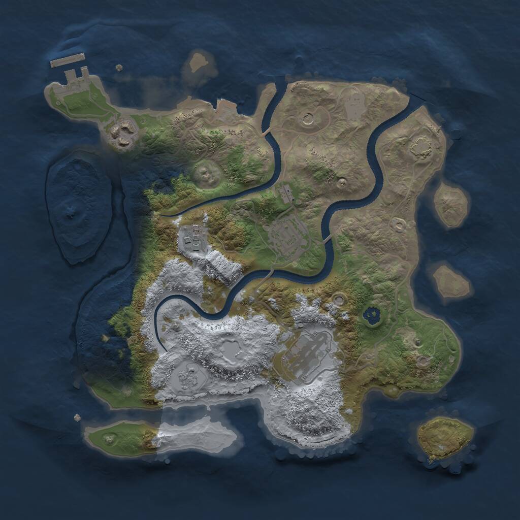 Rust Map: Procedural Map, Size: 3000, Seed: 640365734, 9 Monuments