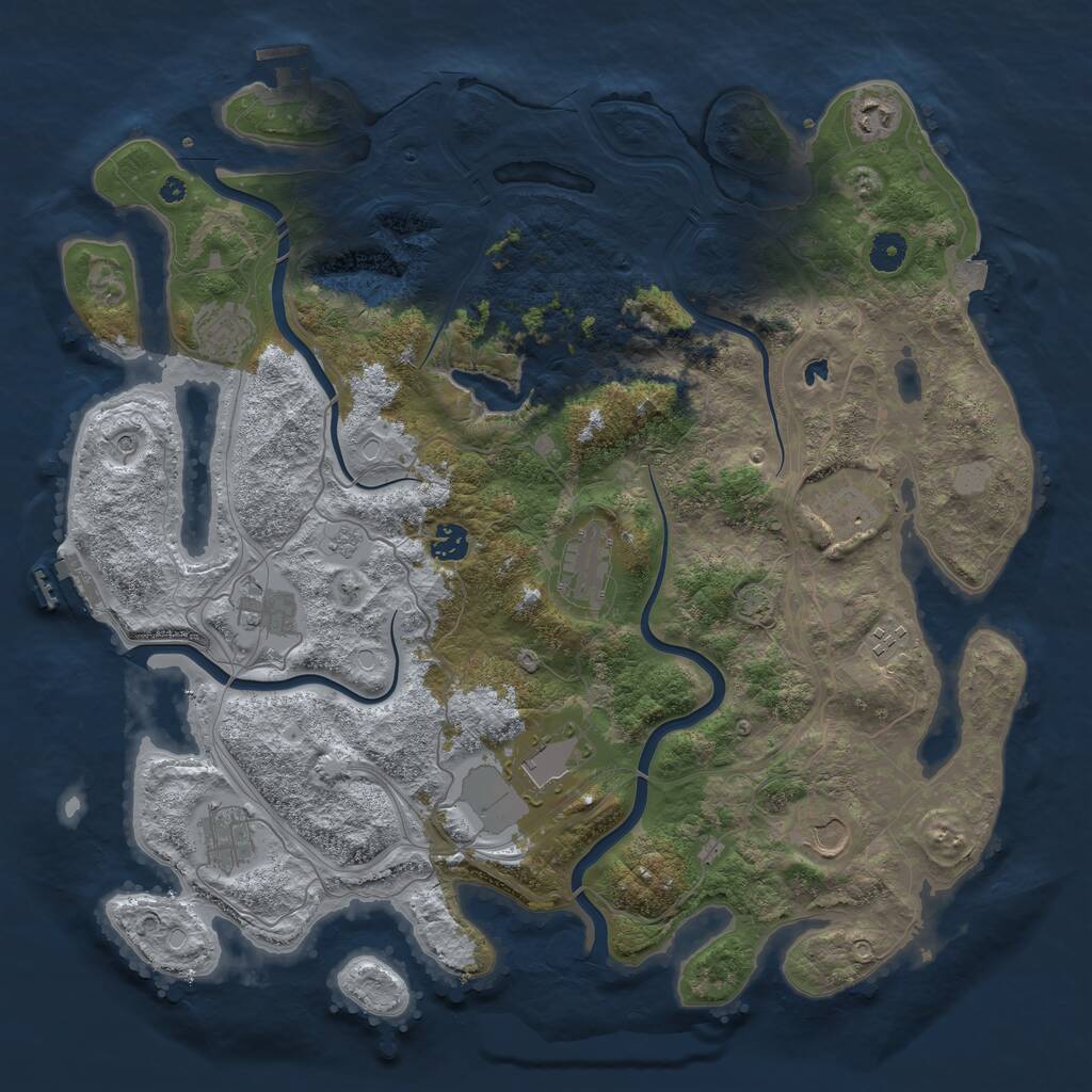Rust Map: Procedural Map, Size: 4250, Seed: 163420957, 16 Monuments