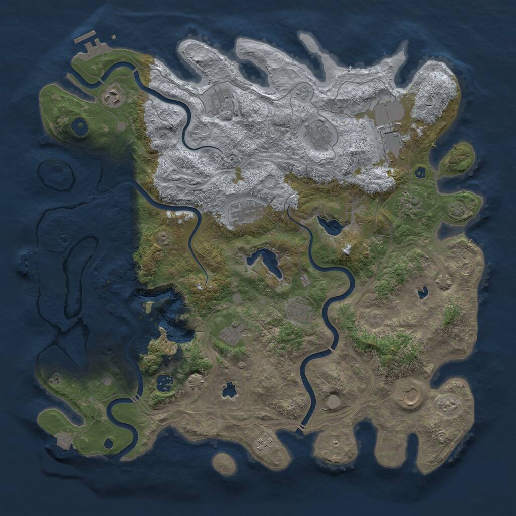 Rust Map: Procedural Map, Size: 4500, Seed: 222968192, 17 Monuments
