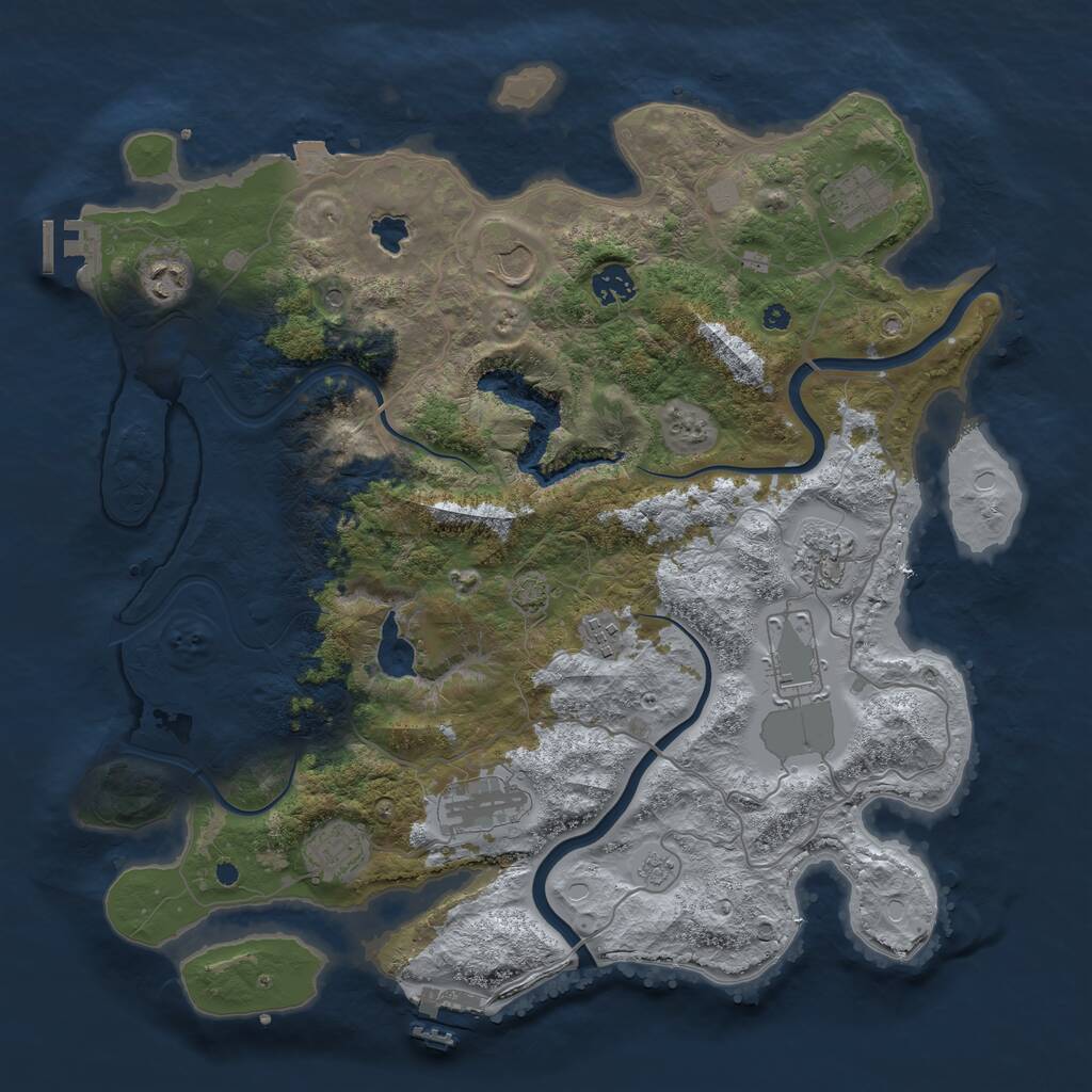 Rust Map: Procedural Map, Size: 4000, Seed: 688009536, 15 Monuments
