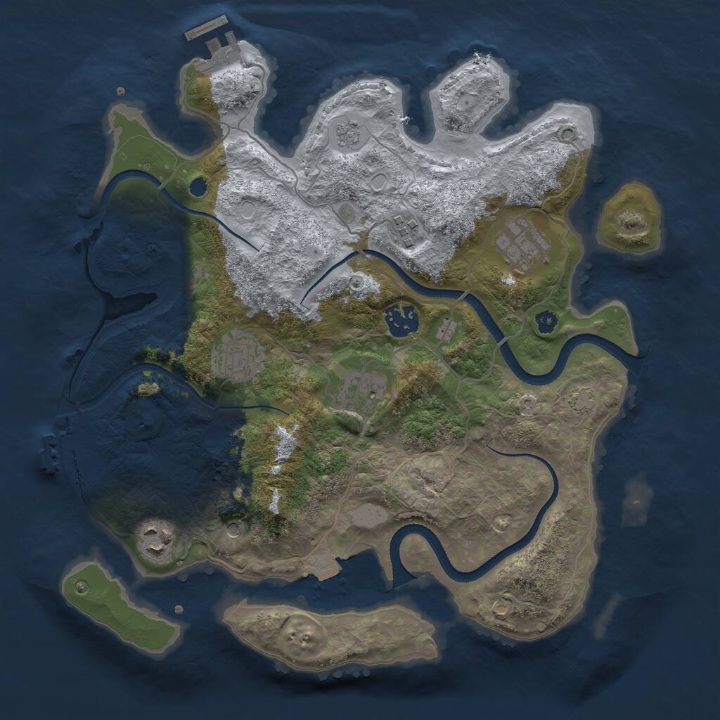 Rust Map: Procedural Map, Size: 3250, Seed: 207851938, 12 Monuments