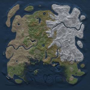 Thumbnail Rust Map: Procedural Map, Size: 5000, Seed: 1745456520, 17 Monuments