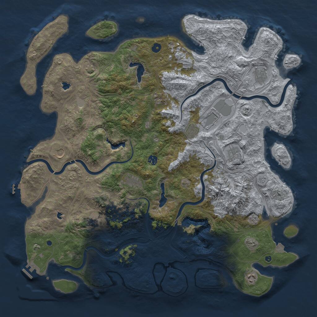 Rust Map: Procedural Map, Size: 5000, Seed: 1745456520, 17 Monuments