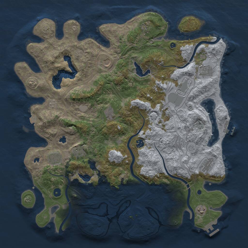 Rust Map: Procedural Map, Size: 4500, Seed: 1346648373, 17 Monuments