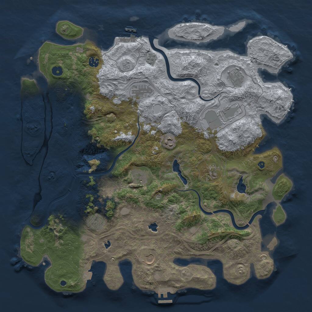 Rust Map: Procedural Map, Size: 4500, Seed: 823546826, 16 Monuments