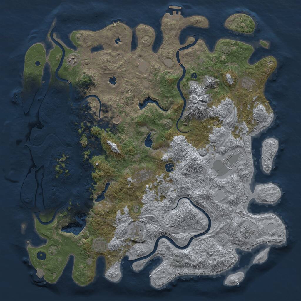 Rust Map: Procedural Map, Size: 5000, Seed: 657356631, 17 Monuments