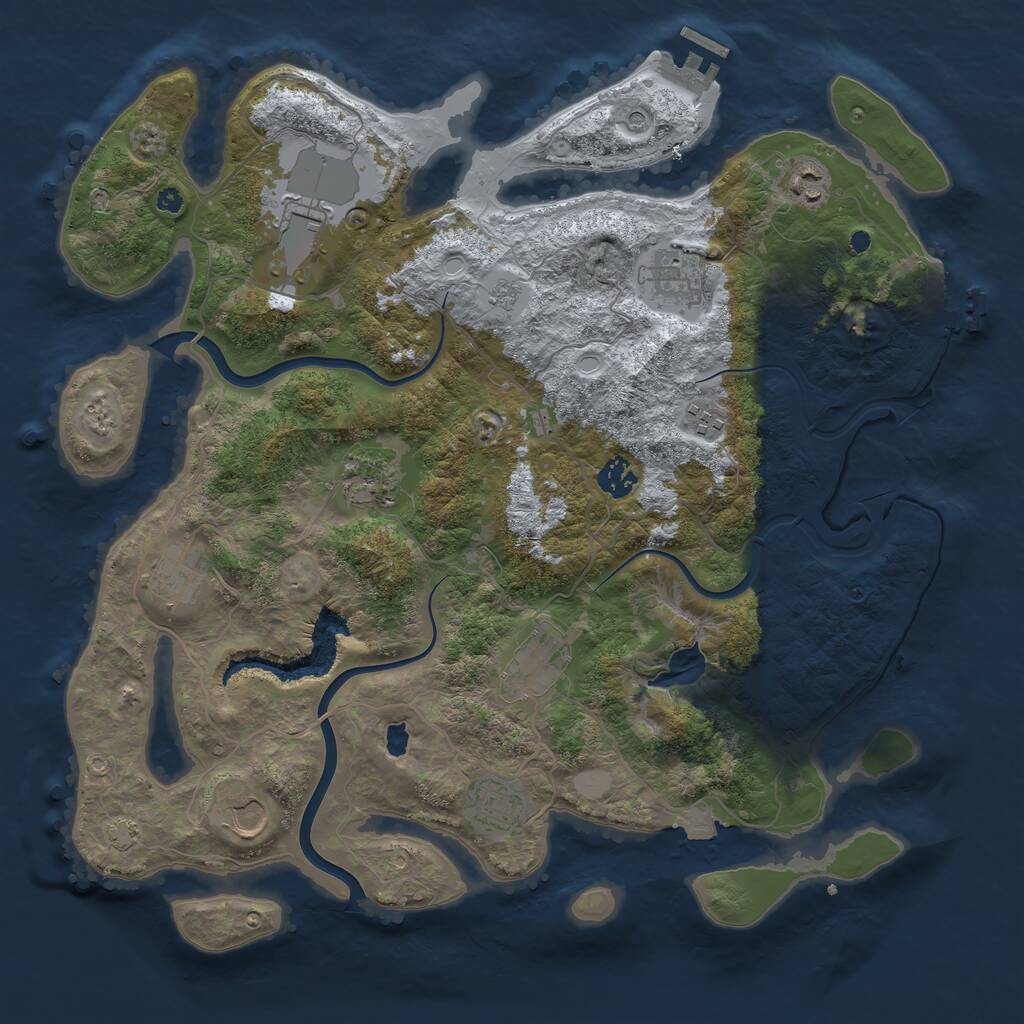 Rust Map: Procedural Map, Size: 4000, Seed: 523345355, 16 Monuments