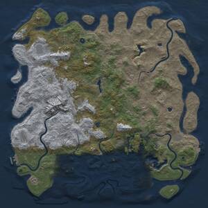 Thumbnail Rust Map: Procedural Map, Size: 6000, Seed: 1694463710, 17 Monuments