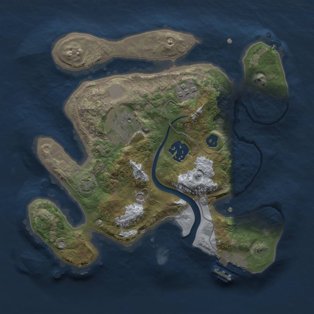 Rust Map: Procedural Map, Size: 2500, Seed: 1223927895, 7 Monuments