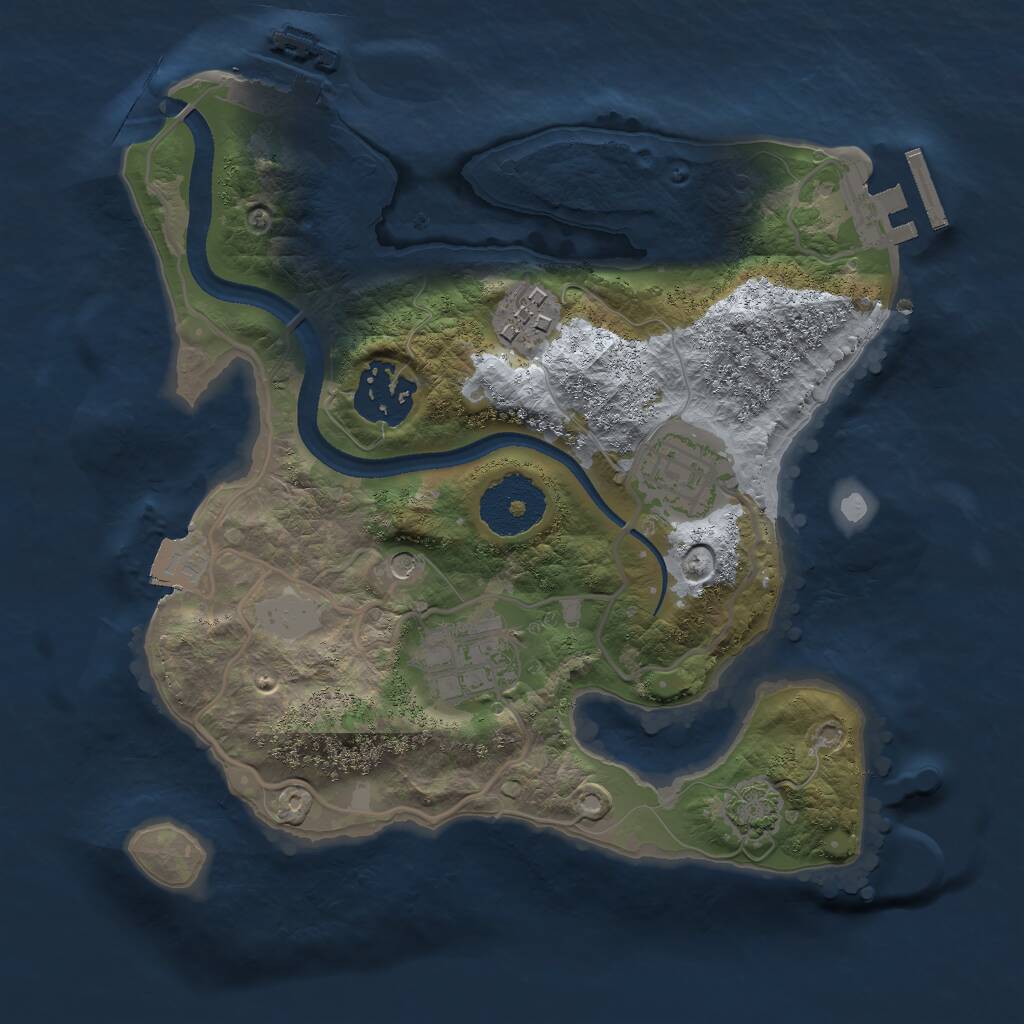 Rust Map: Procedural Map, Size: 2500, Seed: 1386408760, 9 Monuments