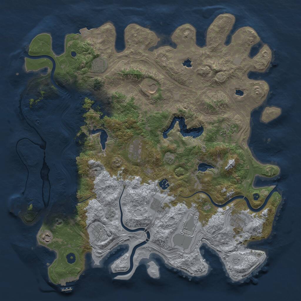 Rust Map: Procedural Map, Size: 4500, Seed: 27126, 17 Monuments