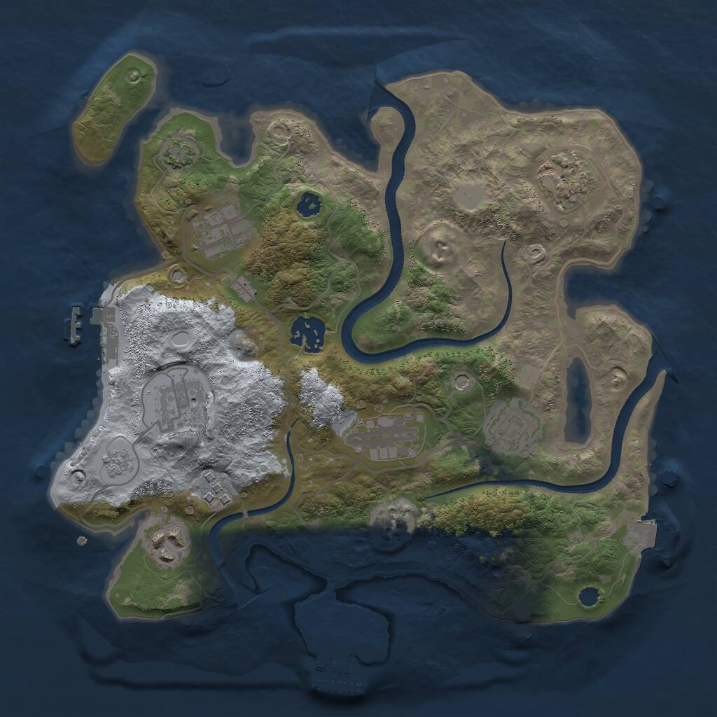 Rust Map: Procedural Map, Size: 3000, Seed: 23611, 14 Monuments