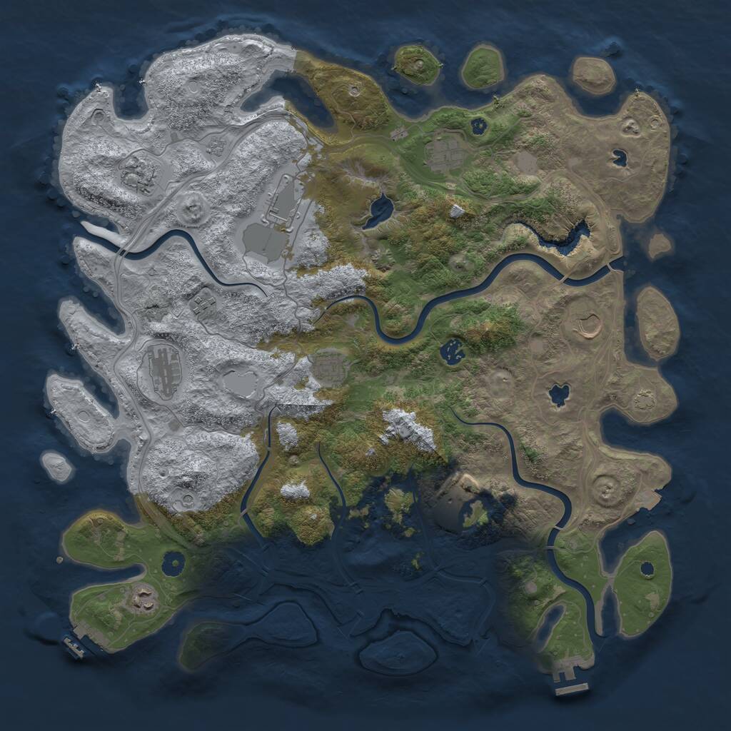 Rust Map: Procedural Map, Size: 4500, Seed: 903497541, 16 Monuments