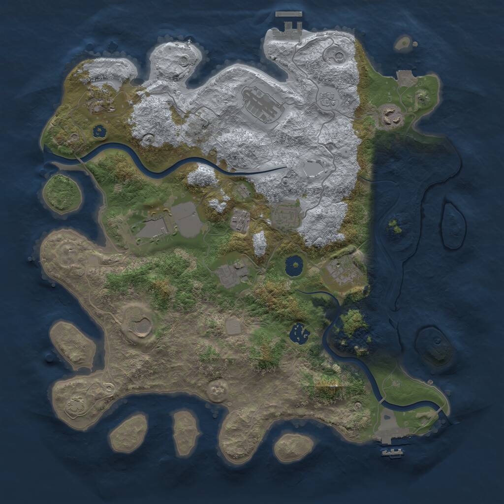 Rust Map: Procedural Map, Size: 3800, Seed: 1324096423, 16 Monuments