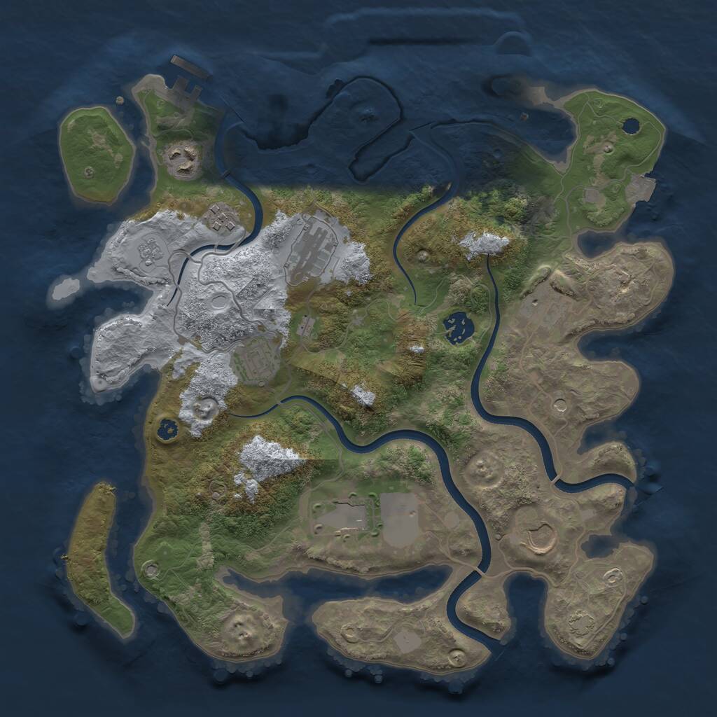 Rust Map: Procedural Map, Size: 3500, Seed: 526522996, 13 Monuments