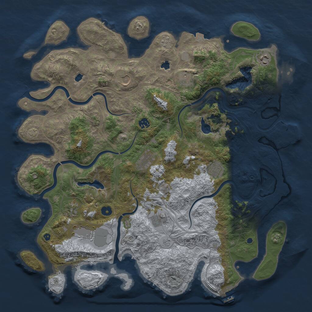 Rust Map: Procedural Map, Size: 4500, Seed: 2120789564, 16 Monuments