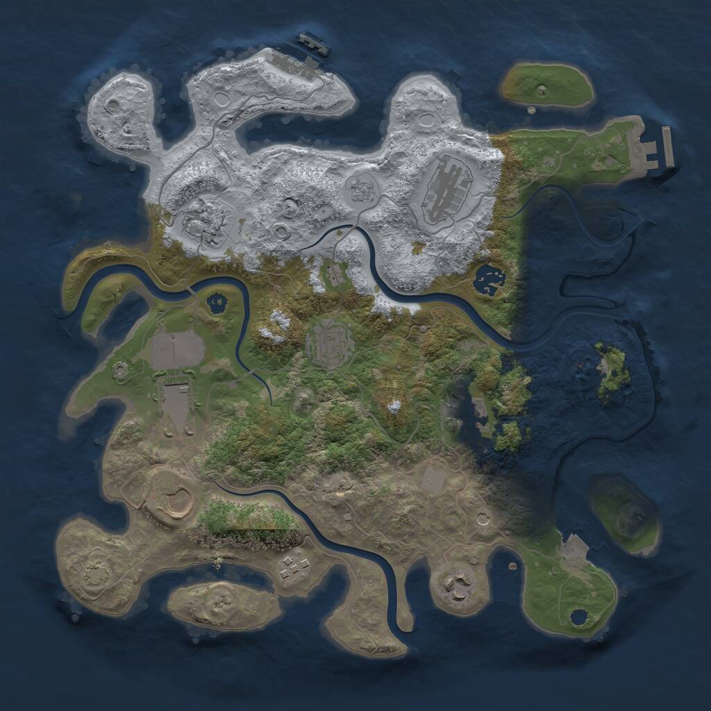 Rust Map: Procedural Map, Size: 3500, Seed: 292929, 15 Monuments