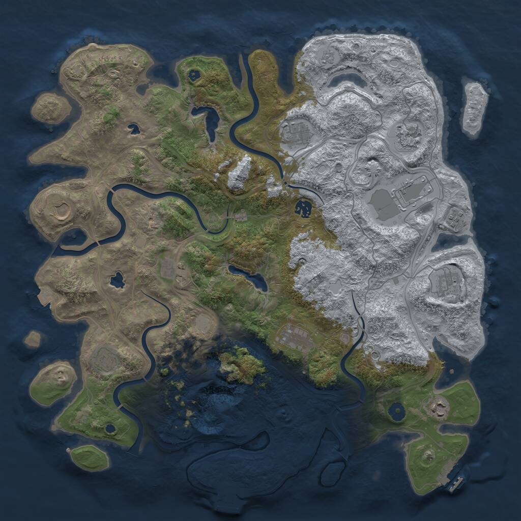 Rust Map: Procedural Map, Size: 4500, Seed: 252500964, 17 Monuments