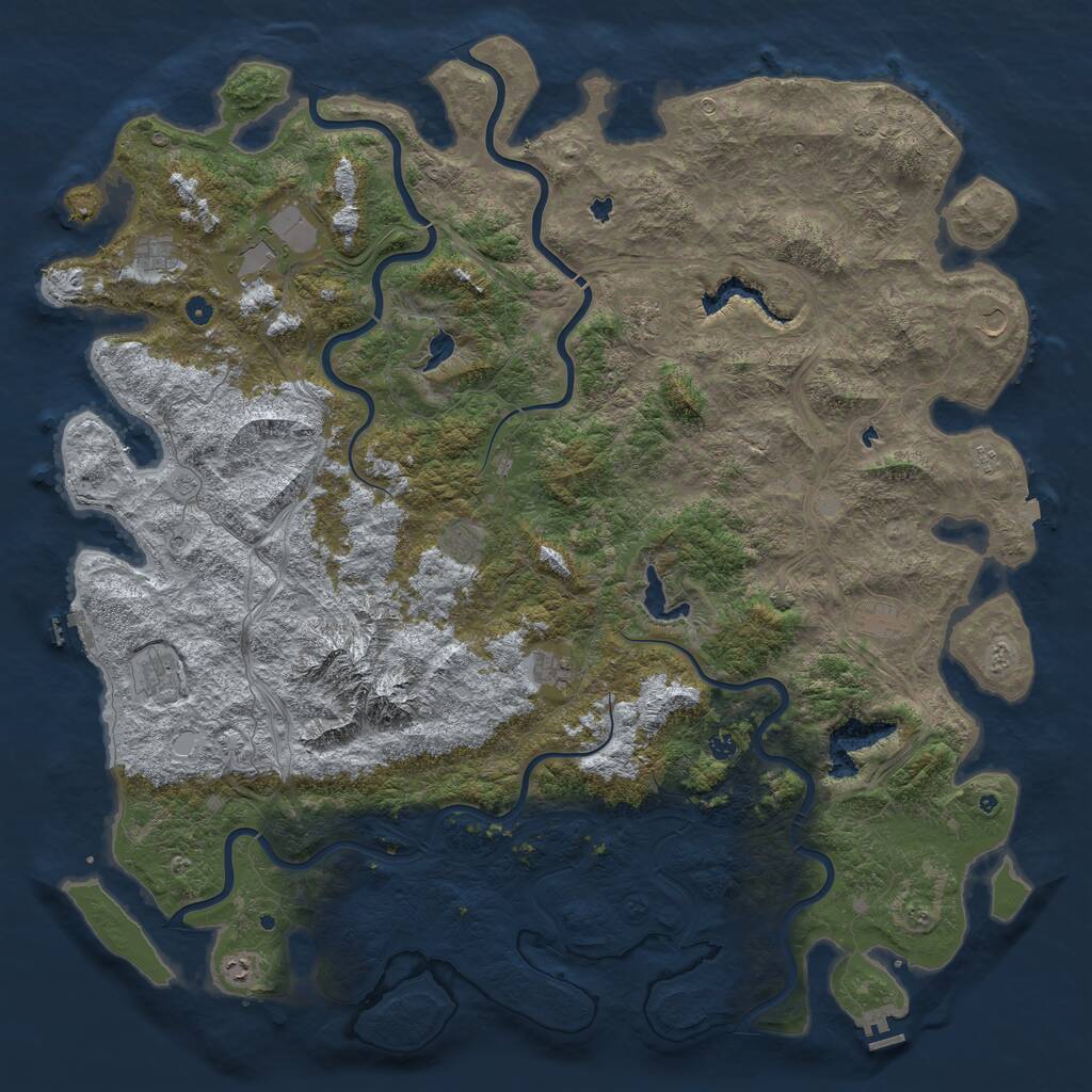 Rust Map: Procedural Map, Size: 6000, Seed: 989604708, 17 Monuments