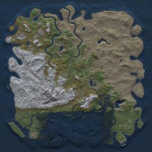 Thumbnail Rust Map: Procedural Map, Size: 6000, Seed: 989604708, 17 Monuments