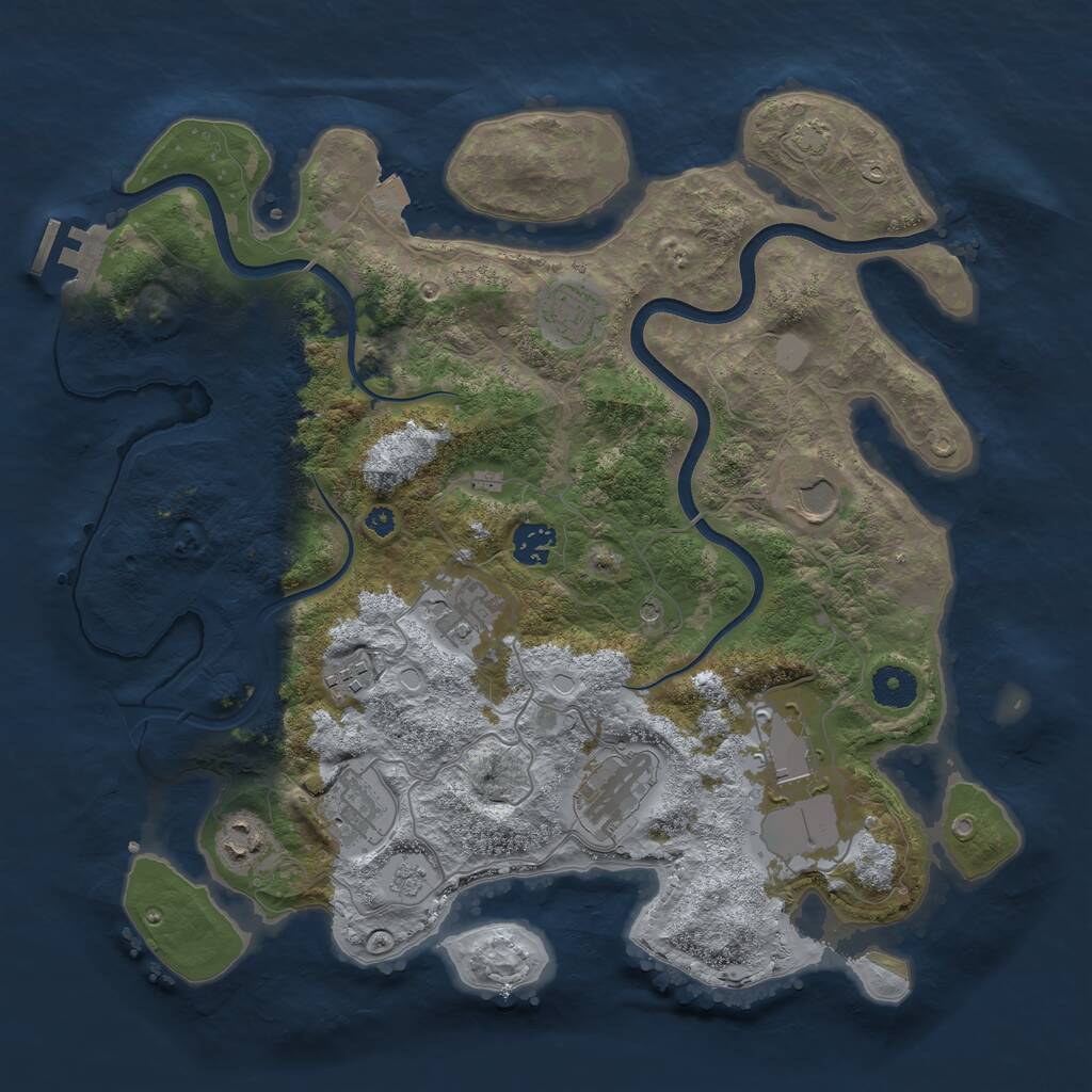 Rust Map: Procedural Map, Size: 3750, Seed: 45509830, 14 Monuments