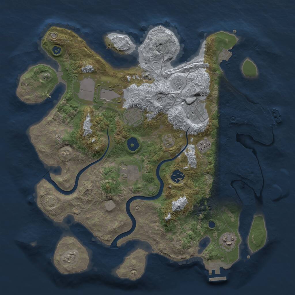 Rust Map: Procedural Map, Size: 3500, Seed: 8652534, 13 Monuments