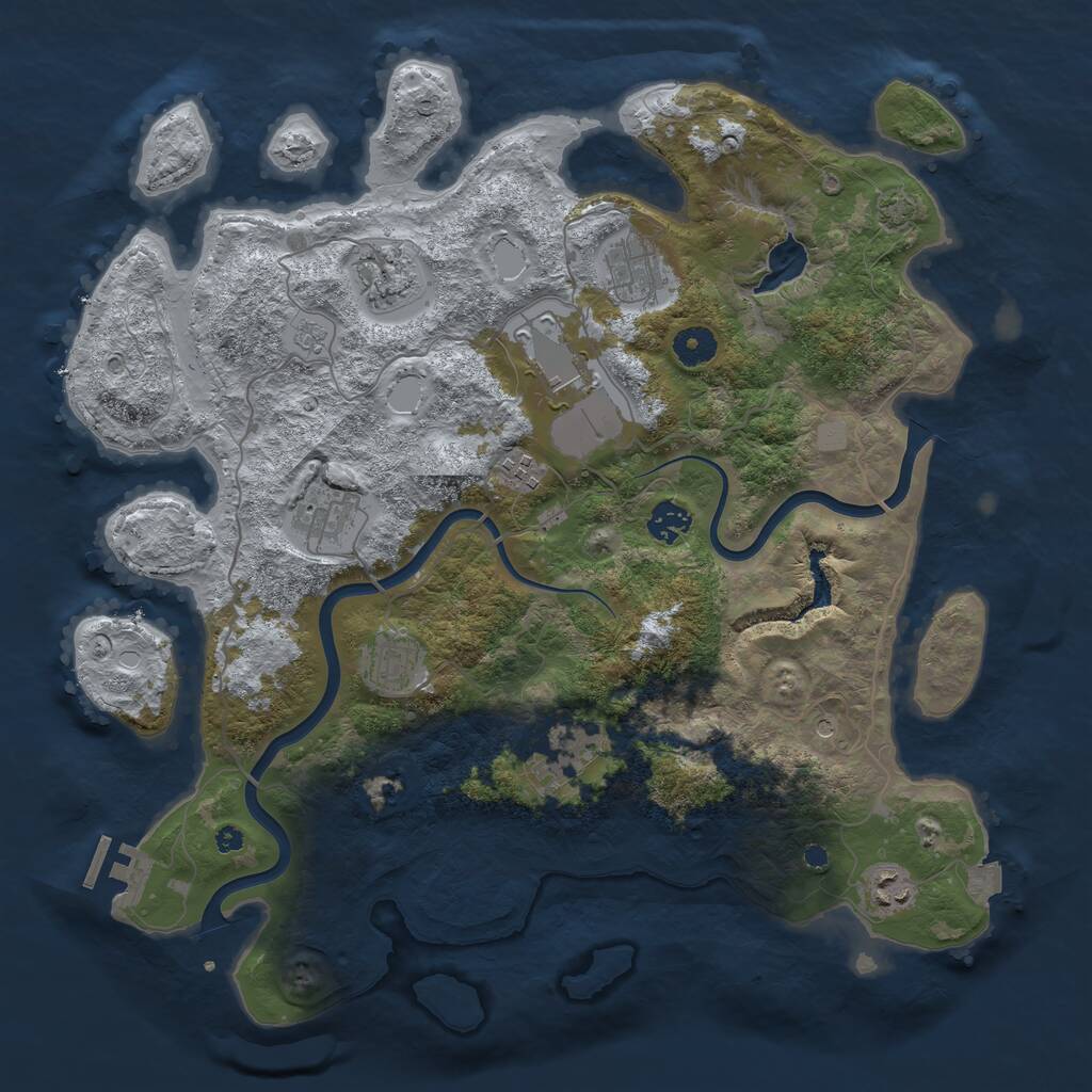 Rust Map: Procedural Map, Size: 4000, Seed: 52334, 14 Monuments