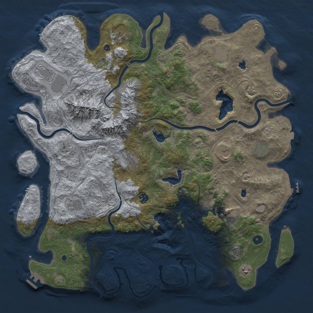 Rust Map: Procedural Map, Size: 5000, Seed: 913094440, 17 Monuments