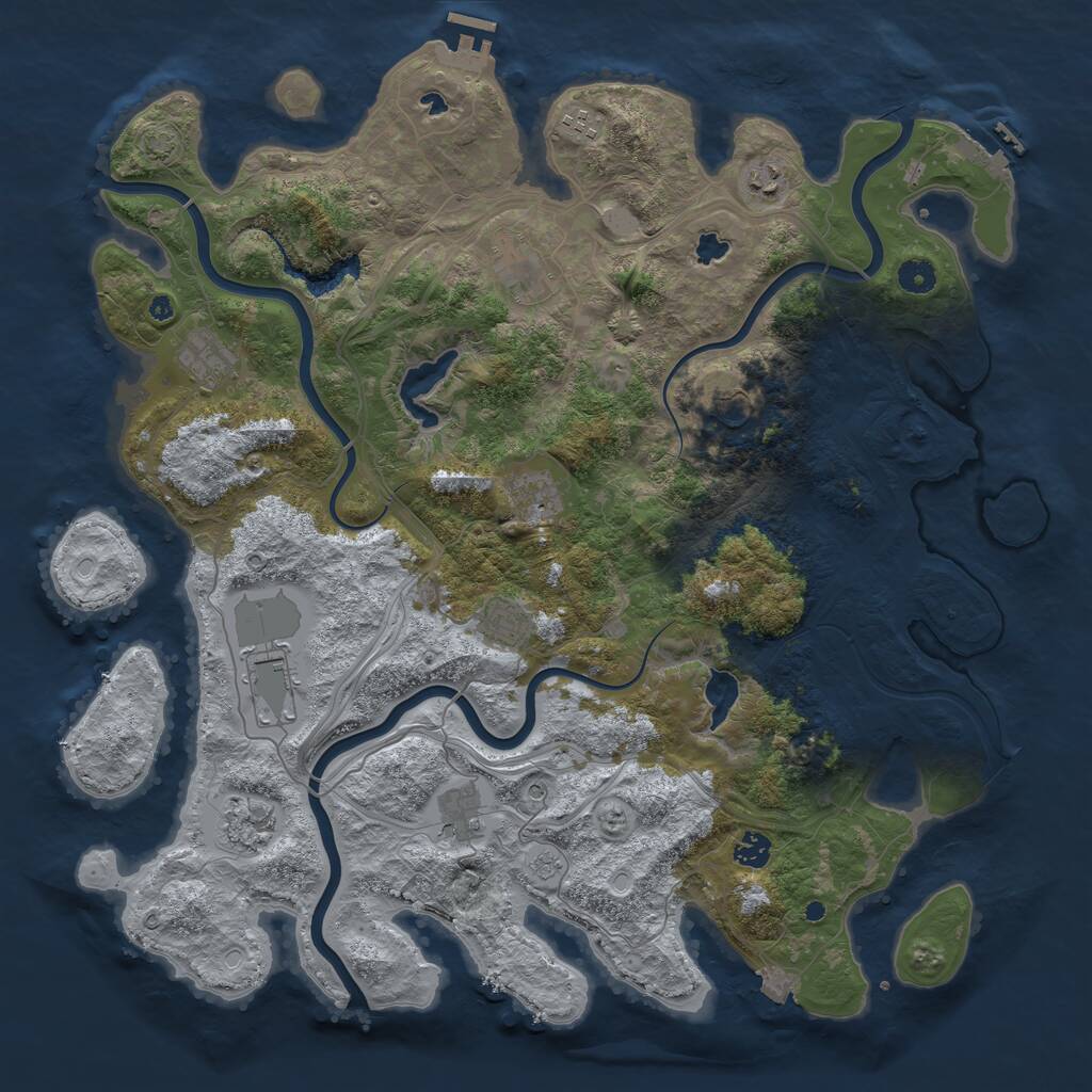 Rust Map: Procedural Map, Size: 4500, Seed: 1752269801, 17 Monuments