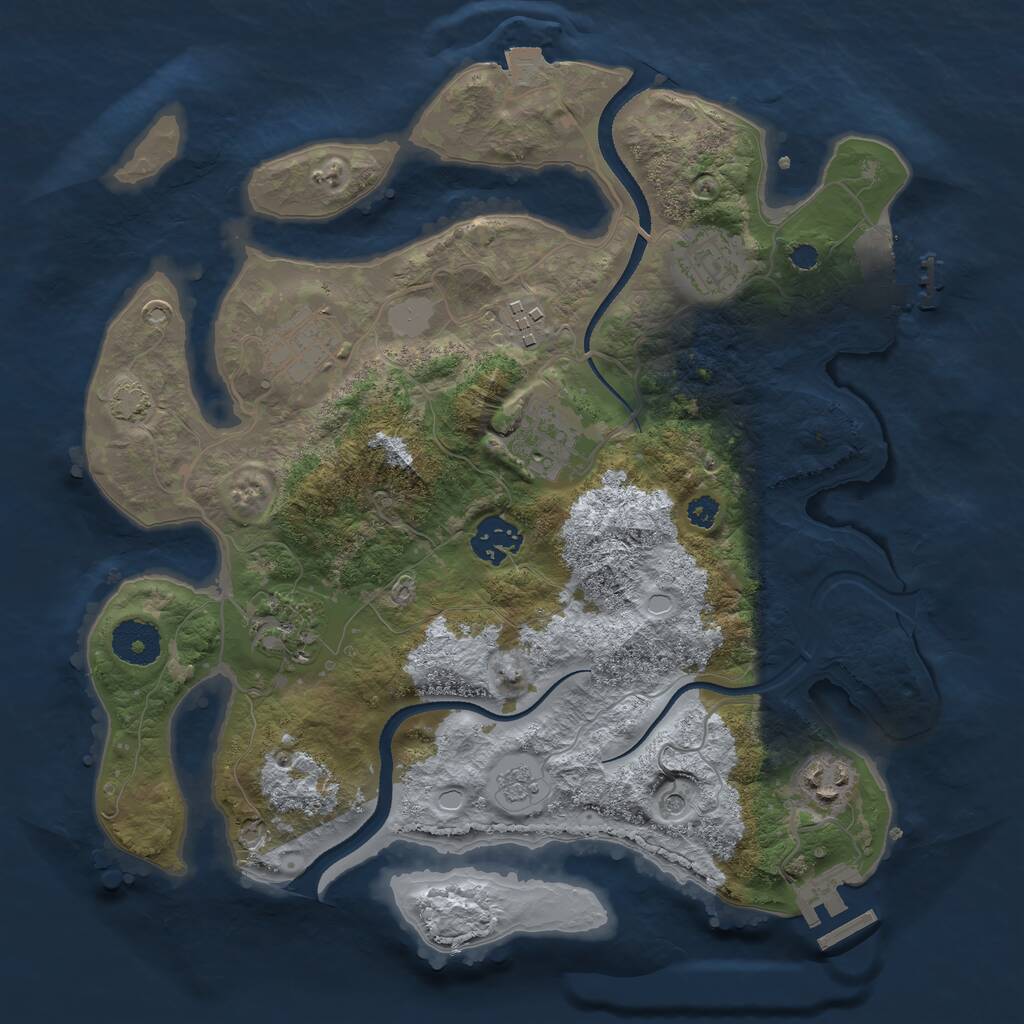 Rust Map: Procedural Map, Size: 3250, Seed: 1561991997, 13 Monuments