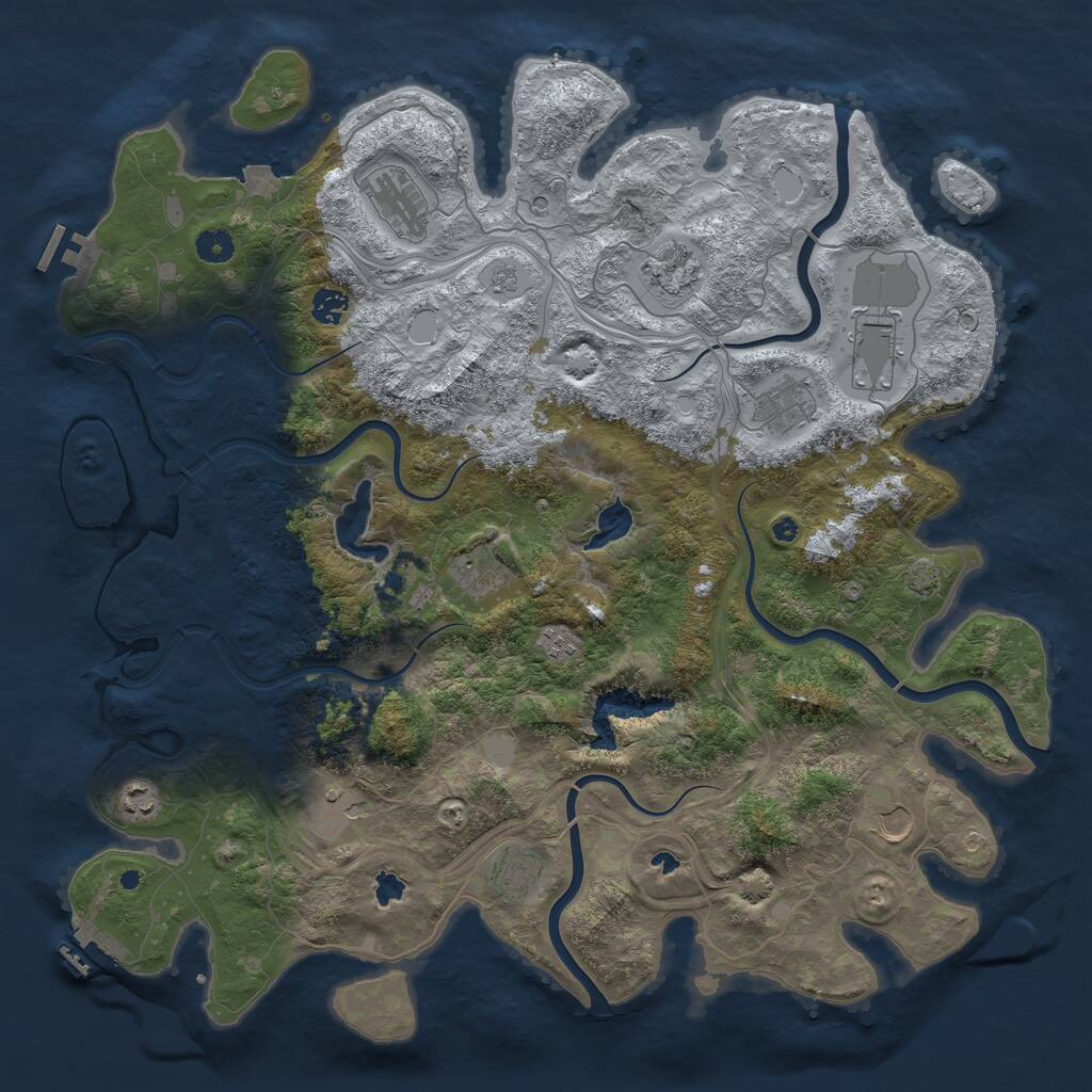 Rust Map: Procedural Map, Size: 4500, Seed: 2142401676, 17 Monuments