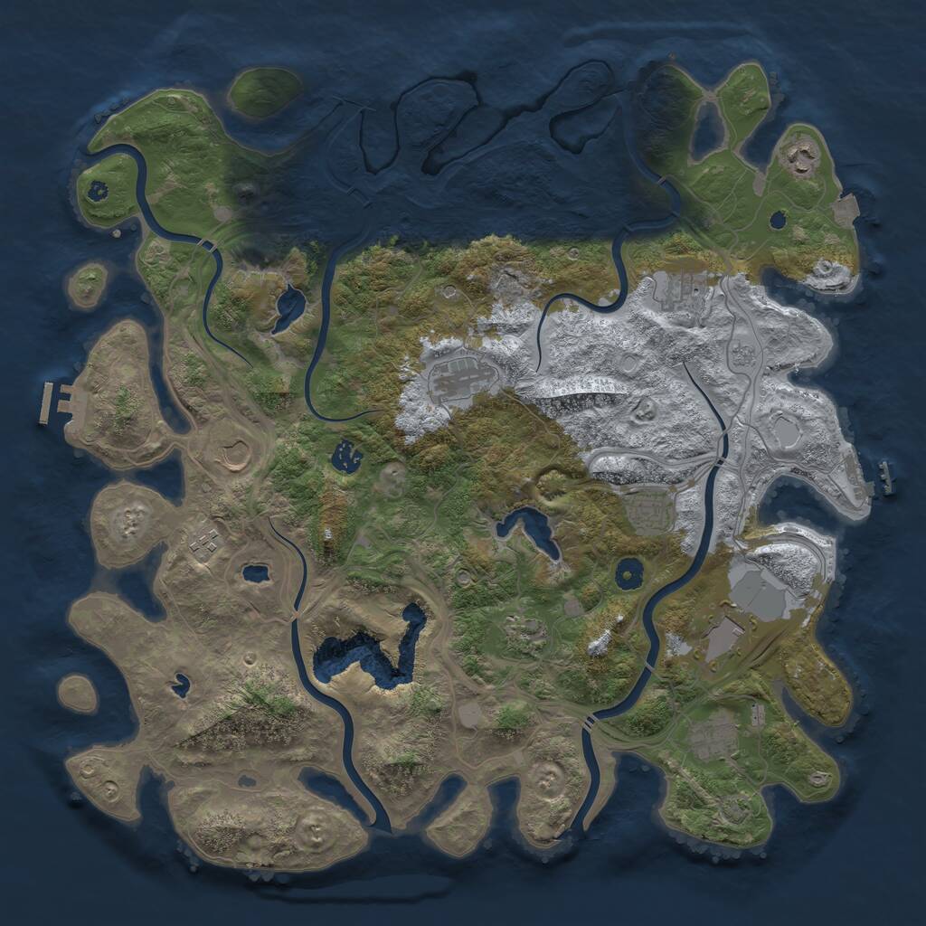 Rust Map: Procedural Map, Size: 4500, Seed: 1413292953, 16 Monuments