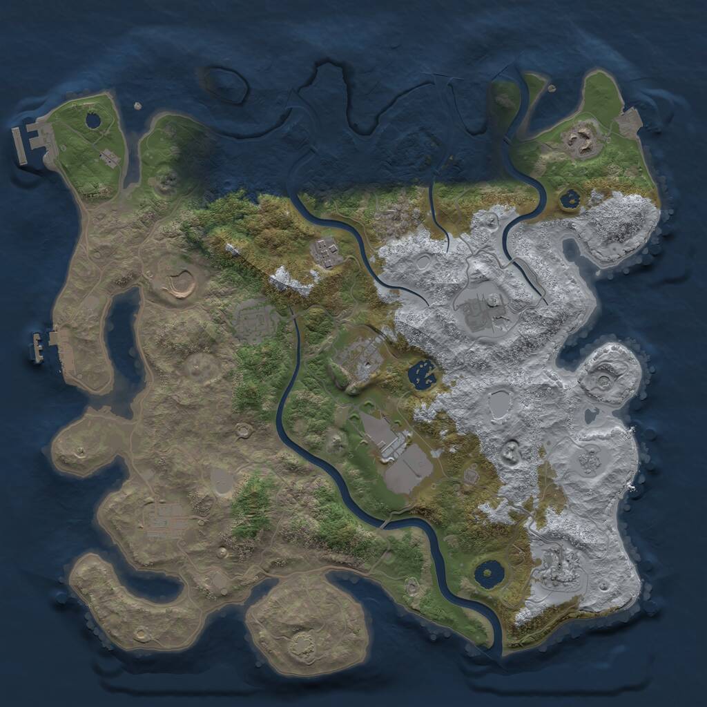 Rust Map: Procedural Map, Size: 3750, Seed: 1780415361, 16 Monuments