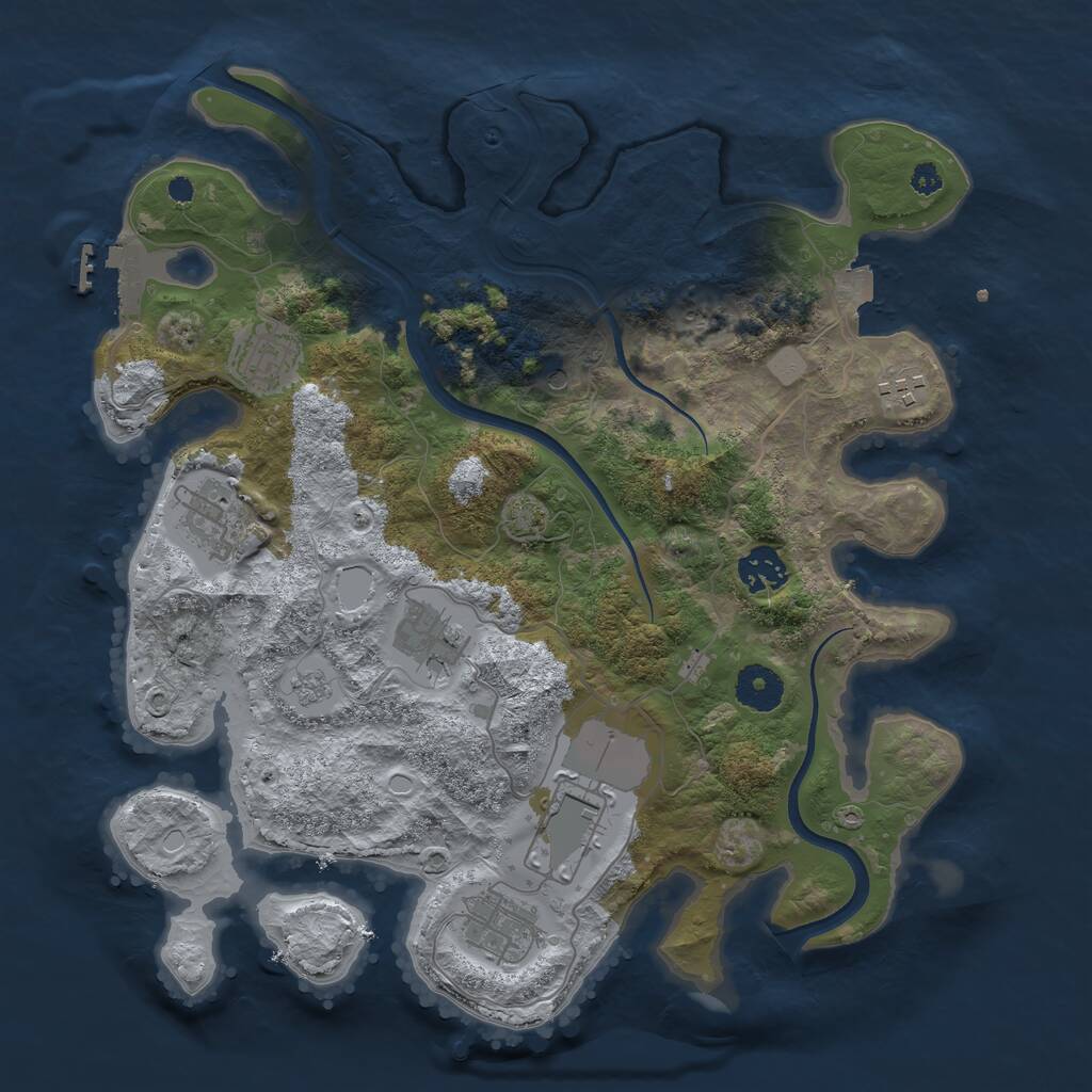 Rust Map: Procedural Map, Size: 3500, Seed: 360855981, 12 Monuments