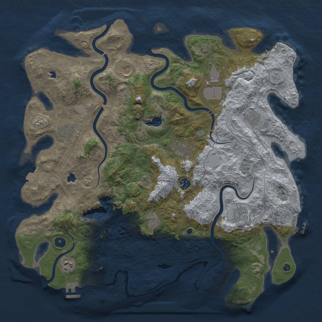 Rust Map: Procedural Map, Size: 4500, Seed: 1938235120, 16 Monuments